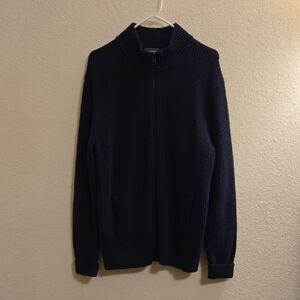 Express Dark Navy Full Zip-Up Sweater - Large